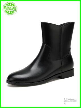 IDIFU Women's Flat Ankle Boots Stacked Low Heel Booties